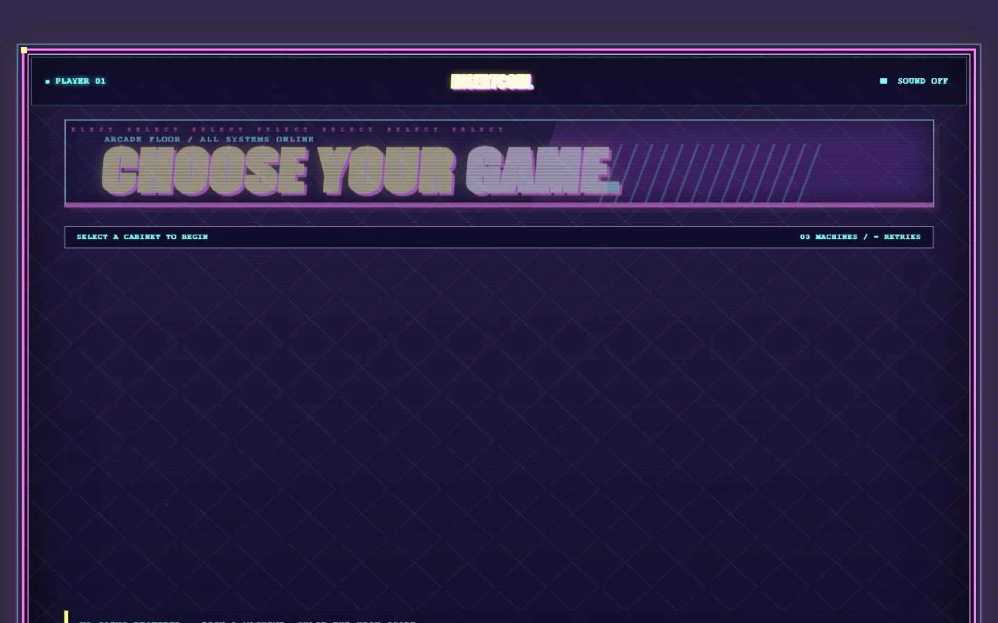 Game selection list showing several arcade cabinets with generated preview artwork